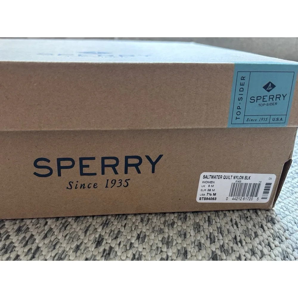 Sperry Top Sider Saltwater Snow/Rain Boot Quilt nylon Black New 7.5 Waterproof